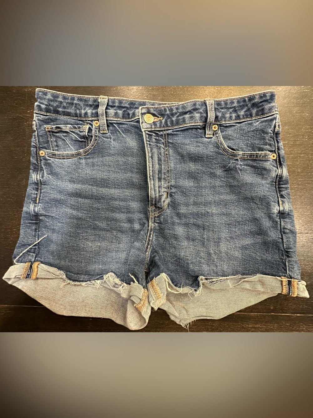 American Eagle Outfitters Indigo Blue Frayed Hem Denim Shorts